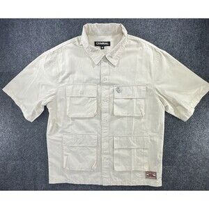 Criminal Damage Patterson Utility Shirt Men M Ecru 4 Pocket Workwear NWT